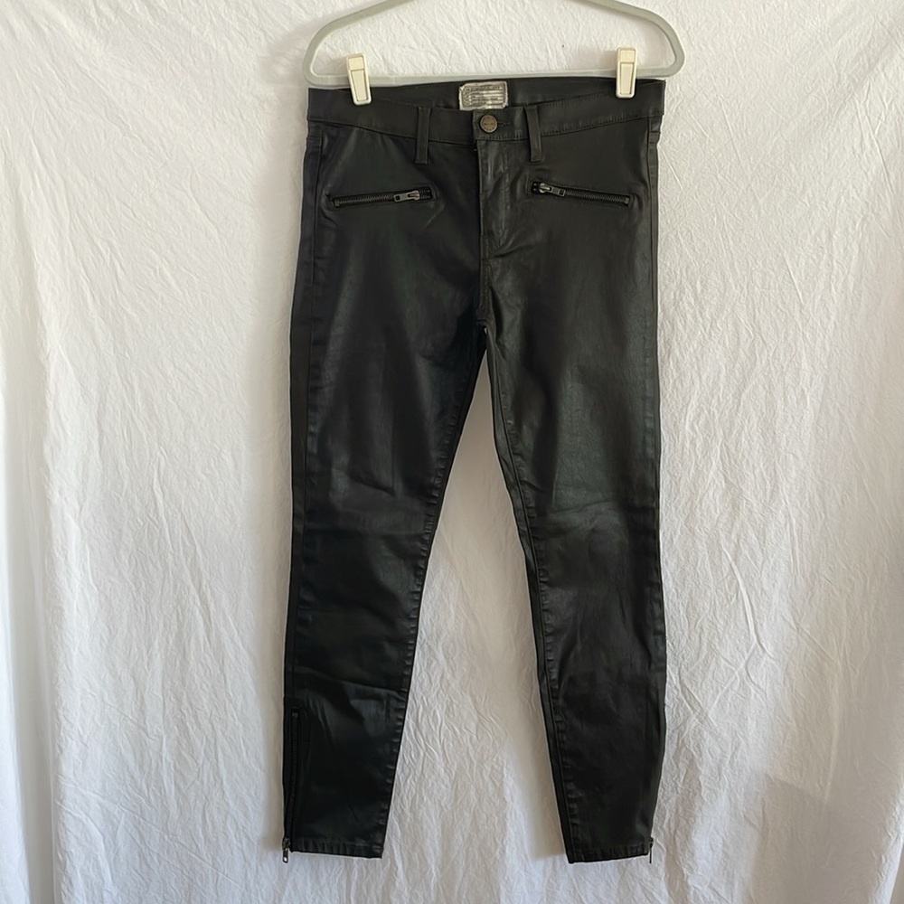 NWT Current/Elliott The SoHo Zip Stiletto army Green Coated Size 30